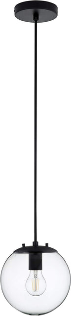 Linea di Liara Sferra Modern Large Glass Pendant Light Kitchen Island Black Pendant Lighting Clear Glass Globe Pendant Light Mid Century Hanging Light Fixture, LED Edison Bulb Included, UL Listed