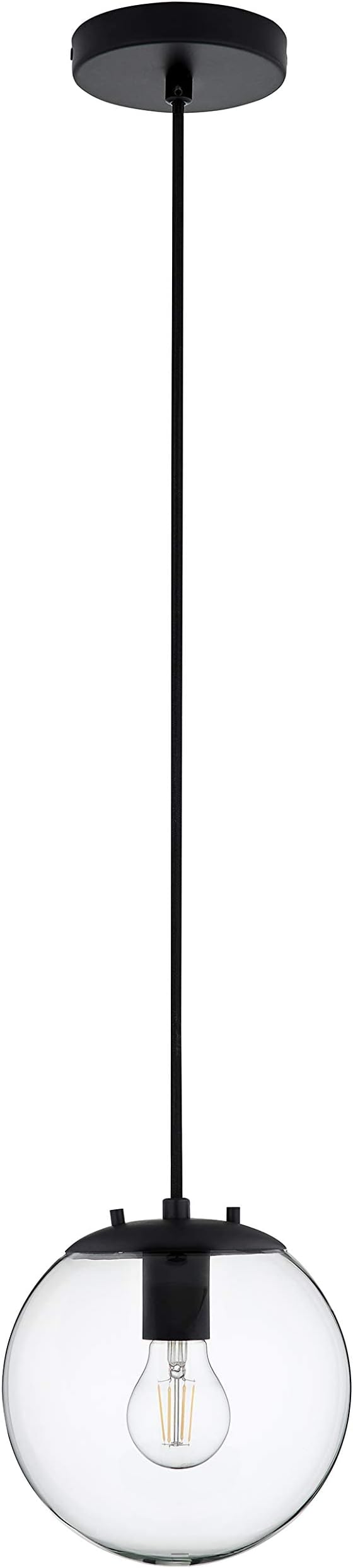 Linea di Liara Sferra Modern Large Glass Pendant Light Kitchen Island Black Pendant Lighting Clear Glass Globe Pendant Light Mid Century Hanging Light Fixture, LED Edison Bulb Included, UL Listed