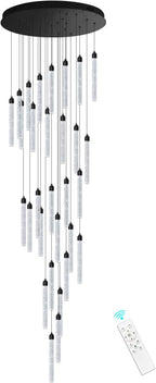 197" Long High Ceiling Chandelier 30-Lights Modern Bubble Crystal LED Light Fixture Dimmable Flush Mount Living Room Ceiling Pendant Light Staircase Foyer Entryway Dining Room Pendant Lighting