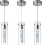 3-Pack Modern Pendant Lighting Satin Nickel,24W Light Chandelier with LED Bulb, Updated Housing and Bubble Kitchen Light for Kitchen,Dining Room,Living Room,Corridor and Restaurant, 6000K