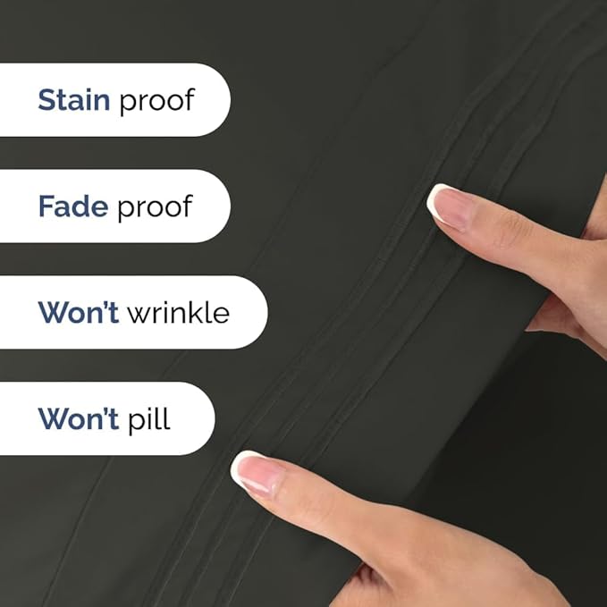 Queen Size 4 Piece Sheet Set - Comfy Breathable & Cooling Bed Sheets Set - Hotel Luxury Bedding for Women, Men, Kids, Teens, Boys & Girls - Deep Pockets, Ultra-Soft, Wrinkle Free - Oeko-Tex - Charcoal