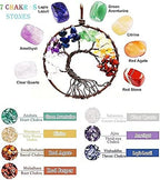 Pretty Jolly 7 Chakras Tree of Life Dream Catcher Wall Decor with Rainbow Healing Crystal Stone Handmade Black Feather DreamCatchers Wall Hanging Ornaments for Bedroom Home Decor Bless Gift Wedding