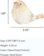 Crystal Glass Bird Figurines Glass Robin Bird Decoration Paperweight Hand Blown Glass Art Animal Collectible Figurines Gift for Women (Gold)