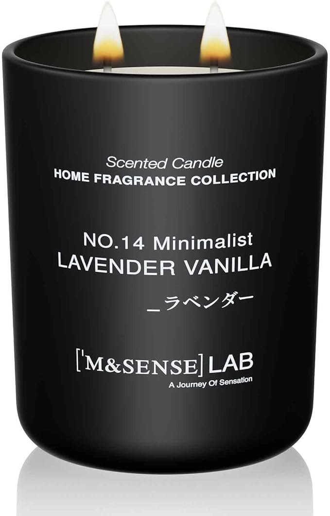 M&SENSE Natural Soy Candle| Lavender Vanilla | 16.6 oz, 95H Burn | Minimalist Scented Candle for Relaxation, Gifting, Home Décor | for Bedroom, Office, Party Large