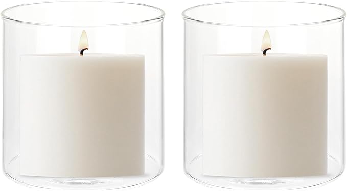 uxcell Hurricane Candle Holder (H:3.9" OD:4"), Pillar Floating Candles Holder Clear Glass Cylinder Flower Vases for Table Centerpiece Wedding Party Home Decoration 2Pcs