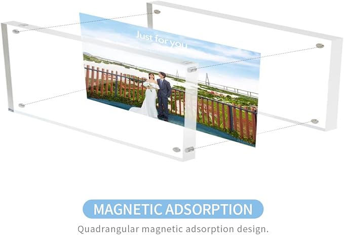 2x6 Acrylic Pictures Frames, Transparent 2 Sided Ticket Frame Postcard Frame, Tabletop Small Tiny Acrylic Magnetic Picture Frames for Family, 12 + 12MM Thickness…