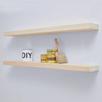 Homeforia 42 inch Wood Floating Shelf, High End Solid Natural Wood 42inch Large Floating Shelves for Wall Mounted, Unfinished Wooden Floating Shelves, Heavy Duty Bracket, 42 X 6.5 X 1.75 in, Set of 2