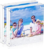 2 pack 8x8 Acrylic Picture Frame Clear Double Sided Magnetic Picture Frame Desktop Display with Photo Frame Support Stand Best Gift for Family, Baby, Document Photo Frames- Free Soft Microfibe