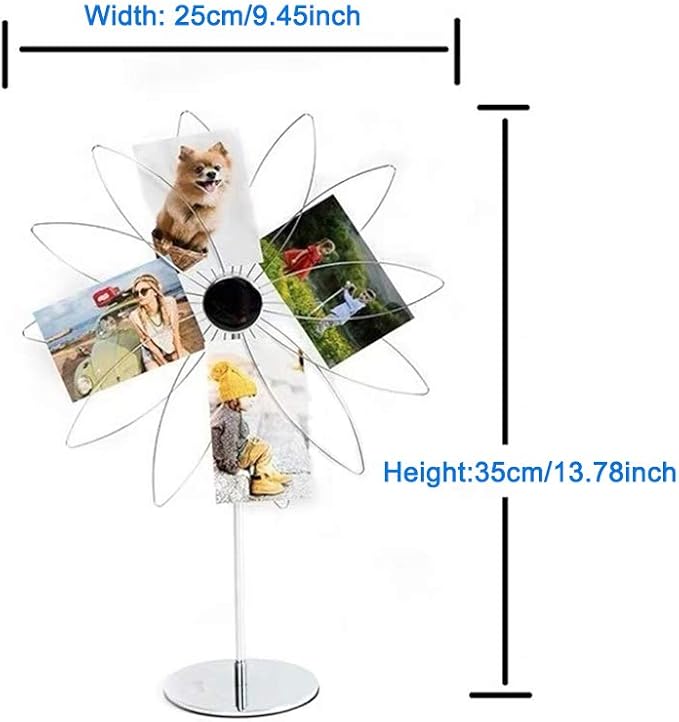 Mollytek Desktop Photo Holder with Clips Postcard Gift Card Picture Display Stand Decor Photo Tree Stand for Table Display Sun Flower Romantic Design with Plated Wire