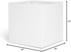 White Steel Planter Square Outdoor Planters Galvanized Steel Planter Box Indoor Metal Large Planters Cube Heavy Duty Flower Pot 16 Inch Modern Commercial Residential for Trees Patio Deck Yard Garden