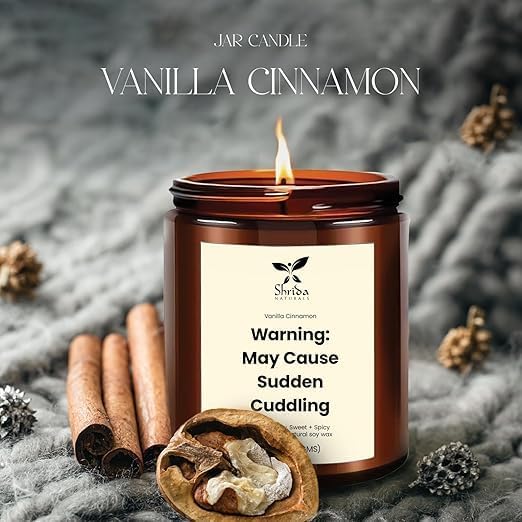 Vanilla Cinnamon Soy Jar Candle – 6.3oz Handmade Scented Candle for Stress Relief – Non-Toxic, Long-Lasting & Odor Eliminating – Aromatherapy Gift for Home, Spa, Birthday, Couple