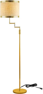 Lightdot 70IN Gold Floor Lamp Dimmable Linen Shade LED Floor Lamps with 3000K for Wedding/Party,350 Degree Swing Arms, Modern Tall Lamp for for Reading, Sewing, and Craft (Bulbs Included)