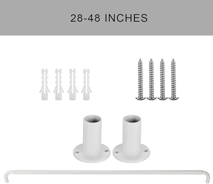 Room Darkening Curtain Rod, Wrap Around Design, Extra-Thick 1-Inch Diameter Single Drapery Rod, Extendable Metal Rod Set for the Blackout Curtains and Sheer (White, 28-48")