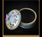 Round Jewelry Box with Purple Butterfly Decoration - Elegant Treasure Box for Women, Portable Ring & Earring Storage Case, Wedding Gift for Necklaces, Bracelets & Accessories