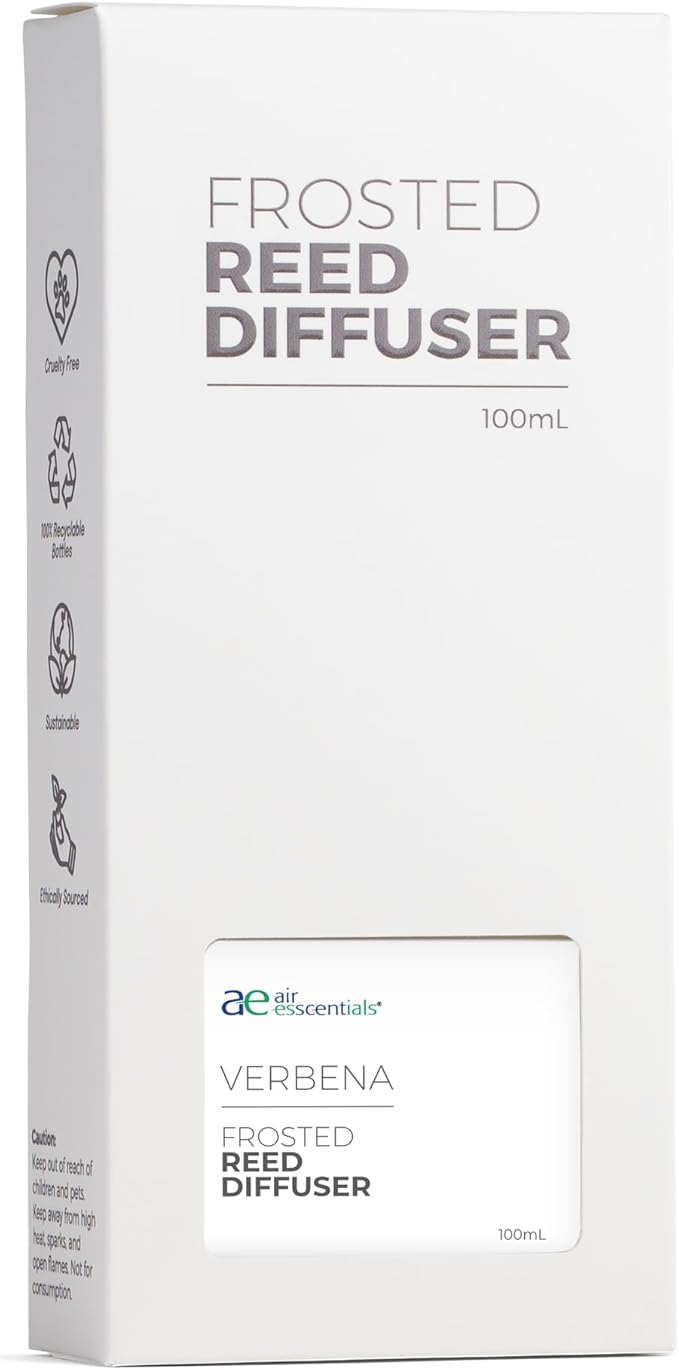 Frosted Verbena Reed Diffuser Set - Decorative Fragrance Diffuser & Oil for Bathroom & Home | Long-Lasting Aroma | Natural Scent Sticks | Essential Oils & Botanicals| 100mL