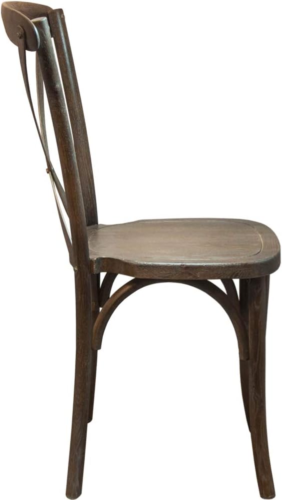 EMMA + OLIVER Gray Wash Dark Driftwood X-Back Chair