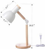 Small Wooden Desk Lamp,Adjustable tri-Color Kids Table Lamp,Desk Lamp for Home Office,Bedside lamp,Dorm lamp(White)