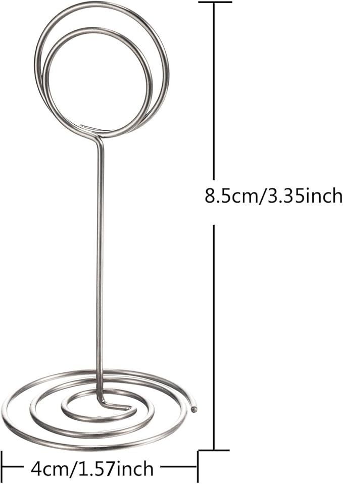 TecUnite 24 Pieces 3.35 Inch Table Number Holder Place Card Photo Holder Picture Name Menu Clips Memo Cards Stand for Wedding Reception Anniversary Birthday Party Centerpieces (Silver)