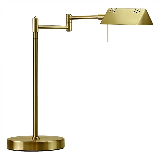 O'Bright LED Pharmacy Table Lamp, Full Range Dimming, 12W LED, 360 Degree Swing Arms, Desk, Reading, Craft, Work Lamp, ETL Tested, Antique Brass (Gold)
