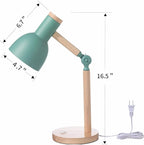 Table Lamp,Wooden Adjustable Tri-Color Desk & Bedside Lamp for Office, Living Room, Bedroom & Kids Room (Green)