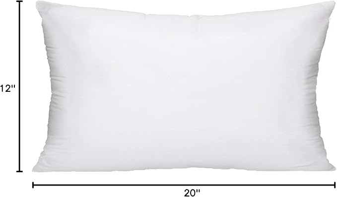 MoonRest® 12x20 Inch Synthetic Down Alternative Rectangle Pillow Insert Form Stuffer for Sofa Shams, Decorative Throw Pillow, Cushion and Bed Pillow Stuffing - Hypoallergenic 12“X 20”