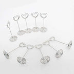 Table Number Card Holders Place Card Holder, 25 Pack Picture Holders for Tables, Heart Shape Photo Number Stands Menu Paper Card Clips for Wedding Party, Office, Restaurant (Silver)