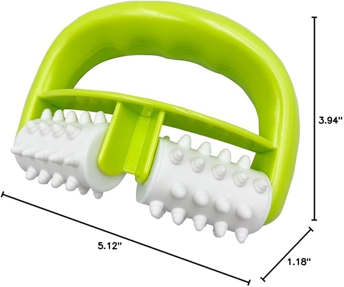 Cellulite Massage, Manual Roller Massage with Two-Wheel Massage Handle,Relax Muscles to Relieve Stress,Increases Blood Circulation,Apply to Arm/Shoulder/Leg/Back/Buttocks/Abdomen(Green)
