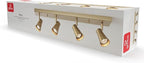 Globe Electric 64000046 4-Light Track Lighting, Matte Brass, Ceiling Light, Track Light Heads, Pivoting Track Heads, Track Ceiling Light, Track Lighting Kit, 4 Bulb Kitchen Light, GU10 Socket
