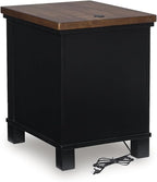 Signature Design by Ashley Wildenauer Farmhouse 3-Drawer Chairside End Table with USB Ports, Light Brown & Black