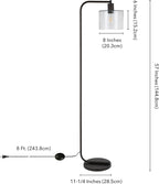 Cadmus 57" Tall Floor Lamp with Glass Shade in Blackened Bronze/Seeded