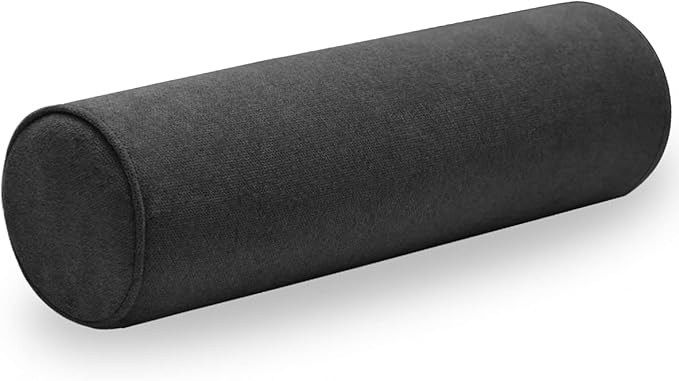 Cylinder Round Memory Foam Support Pillows 24X6 Cervical Neck Roll Pillow with Pillowcase Soft, Comfortable and Breathable for Sleeping, Chair, Car, Sofa，Travel Black