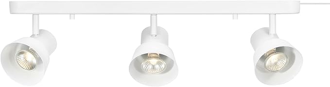 Globe Electric 64000116 22" 3-Light Plug-in Track Lighting, Matte White, Pivoting Track Heads, 15-Foot Cord, in-Line on/Off Rocker Switch