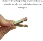 HAHIYO Cactus Painted Mini Wooden Clothespin Clip with 6.56 Feet Jute Twine Photo Paper Holders 1.38inch Tight Clamp Not Fray Rope Post Notices Handy Read for Hanging Postcard Wedding 20PCS