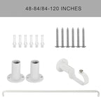 Room Darkening Curtain Rod, Wrap Around Design, Extra-Thick 1-Inch Diameter Single Drapery Rod, Extendable Metal Rod Set for the Blackout Curtains and Sheer (White, 84-120")