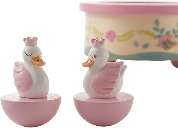 RUYU Wooden Music Box,Musical Box Swan Toy Decoration Birthday Present for Lover Friends and Children,Pink