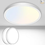 2PACK Flush Mount LED Ceiling Light Fixture White, 6.5Inch 12Watt, Dimmable & 3000K-4000K-6500K 3 Color Selectable Ceiling Lamp 1200LM Low Profile Ceiling Light for Kitchen Bedroom Hallway Porch