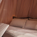 Kertnic Luxurious Bed Canopy for Girls & Adults - Double Layer Princess Canopy with Lace, Round Dome Mosquito Netting for Queen/King Bed Tent (Pink)