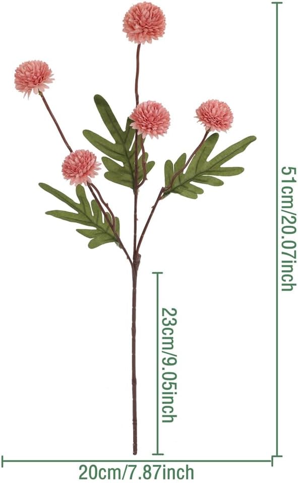 Artificial Flowers for Vases 20.5 Inch 10 Stems， Silk Dried Fake Mums Bouquet Indoor Faux Floral Arrangements for Decoration (Dark Pink)