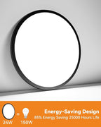 4PACK LED Flush Mount Ceiling Light Fixture Black, 9Inch 24Watt, 3000k/4500k/6000K LED Ceiling Light, Ultra Slim Flush Mount LED Ceiling Lamp for Bedroom, Living Room, Kitchen, Hallway,NOT-DIMMABLE