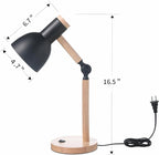 Small Wooden Desk Lamp,Adjustable tri-Color Kids Table Lamp,Desk Lamp for Home Office,Bedside lamp,Dorm lamp(Black)