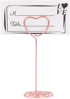 20PCS 3.35 Inch Table Number Stands - Place Card Holders for Wedding Centerpieces, Birthday Party, Photo Picture Frame Display (Heart Shaped-Rose Gold)