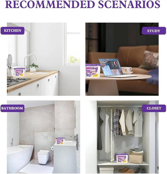 CANAGER Moisture Absorber Box-Odor Eliminator,Absorb Excess Moisture. Suitable for Wardrobe, Bedroom, Kitchen and Bathroom-6 Packs, Effectively Collect Water, Fresh Air,Freesia. Fuchsia