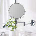 Amazon Basics Wall Mount Round Vanity Magnifying Bathroom Mirror, 1X/5X Magnification, 12.8"L x 10"W, Chrome
