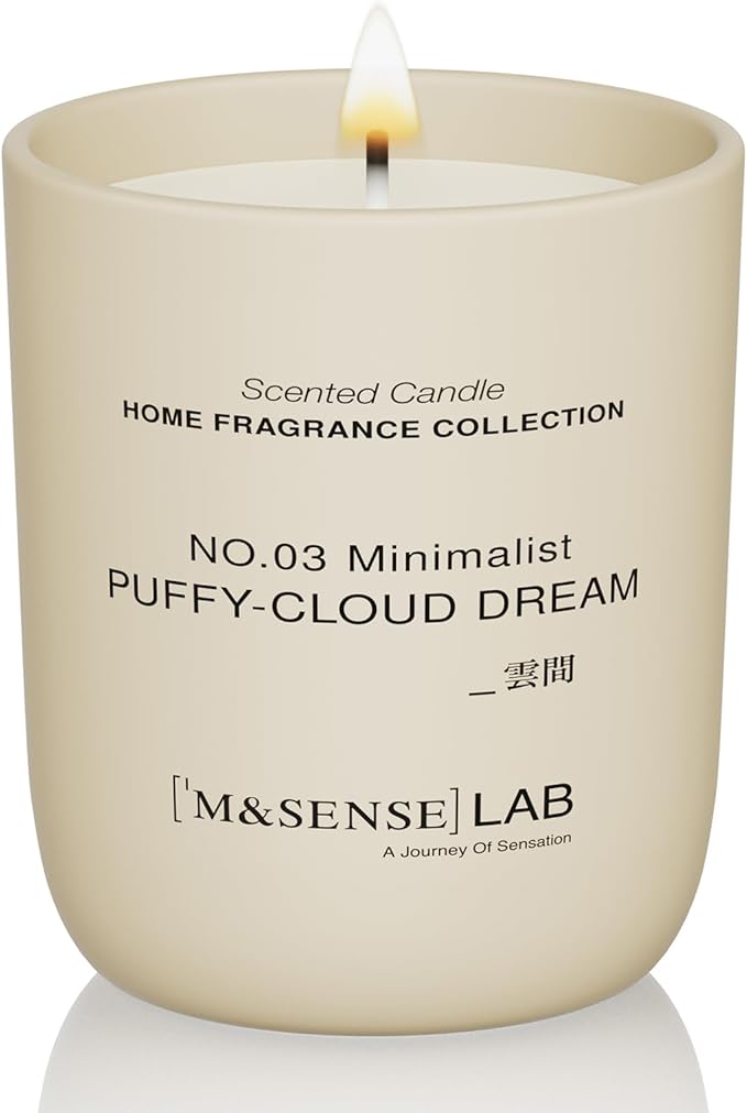 M&SENSE Natural Soy Candle| Puffy-Cloud Dream | 5.3 oz | Minimalist Scented Candle for Relaxation, Gifting, Home Décor | for Bedroom, Office, Party Small