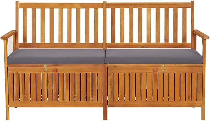 vidaXL Outdoor Storage Bench Deck Box for Patio Furniture Solid Wood Acacia