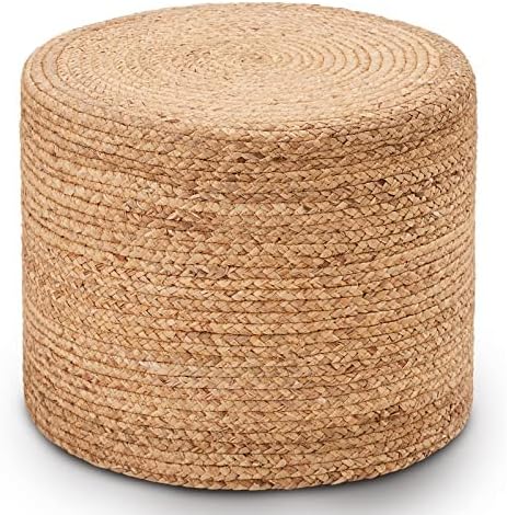 Wimarsbon 18'' Pouf Ottoman, Natural Braided Poof, Round Poufs, Rustic Handweave Lounge Pouffe, Boho Footrest Stool for Bedroom, Accent Table or Seat for Patio, Living Room