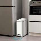 Bathroom Trash Can with Lid, 16.7L/ 4.4 Gallon Trash Can with Removable Inner Bucket, Soft Close lid, Stainless Steel Step Pedal Garbage Can for Bathroom, Kitchen, Home Office, White