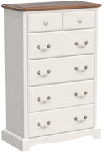 T4TREAM 6 Drawers Dresser Chests for Bedroom, 48" Tall Rustic Chset of Drawers, Wood Dressers Organizer for Bedroom, Living Room,Hallway, Antique White