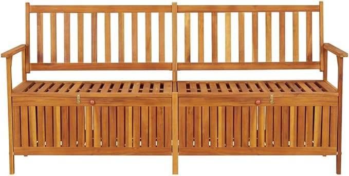 vidaXL Stable Solid Acacia Wood Storage Bench - Weather-Resistant Wooden Patio Furniture with Ample Storage Space & Comfortable Seating