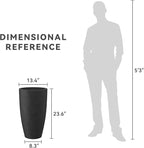 Kante 23.6" H Black Finish Concrete Tall Planters Large Outdoor Indoor Decorative Plant Pots with Drainage Hole and Rubber Plug, Modern Tapered Style for Home and Garden